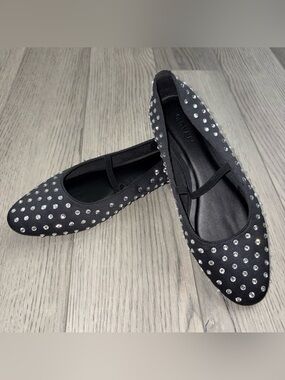 Old Navy Black Studded Ballet Flats with Elastic Strap